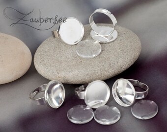 5 Ringe und 18 mm Glascabochon