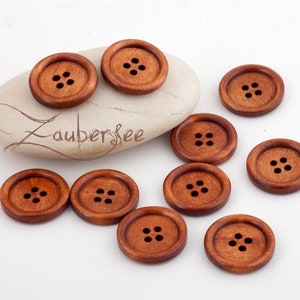 10 wooden buttons 25 mm brown