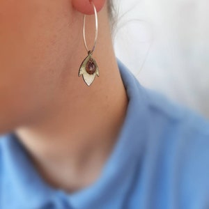 Silver creoles with enamelled flowers, silver jewelry