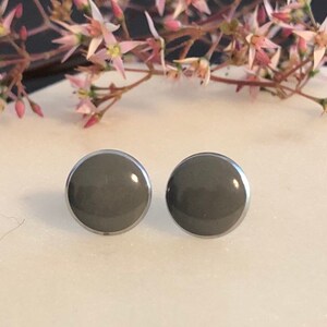 Grey Studs, Stainless Steel Stud Earrings, Hypoallergenic Jewellery, Gift For Her, Stone Grey