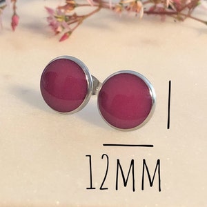 Pink Stud Earrings, Pink Earrings, Cute Fun Earrings, Handmade Jewelry, Resin Earrings