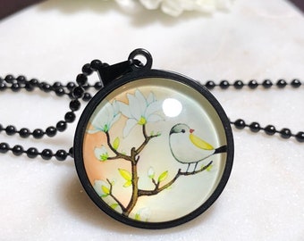Vogel Halskette - Vogel im Baum Anhänger - Geschenk für Sie