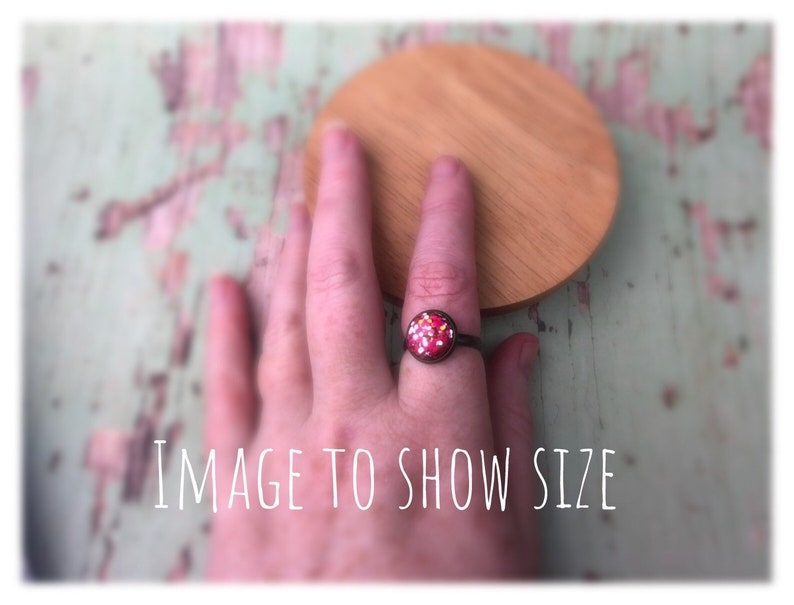 Yellow grey geometric ring Antique bronze adjustable ring