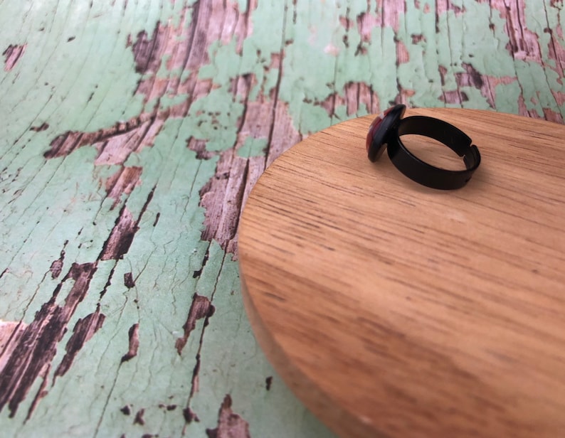 Red polka dot ring Minimalist ring Adjustable Gift for her