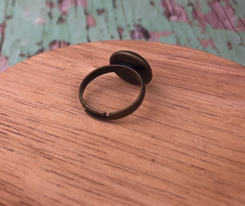 Yellow grey geometric ring Antique bronze adjustable ring