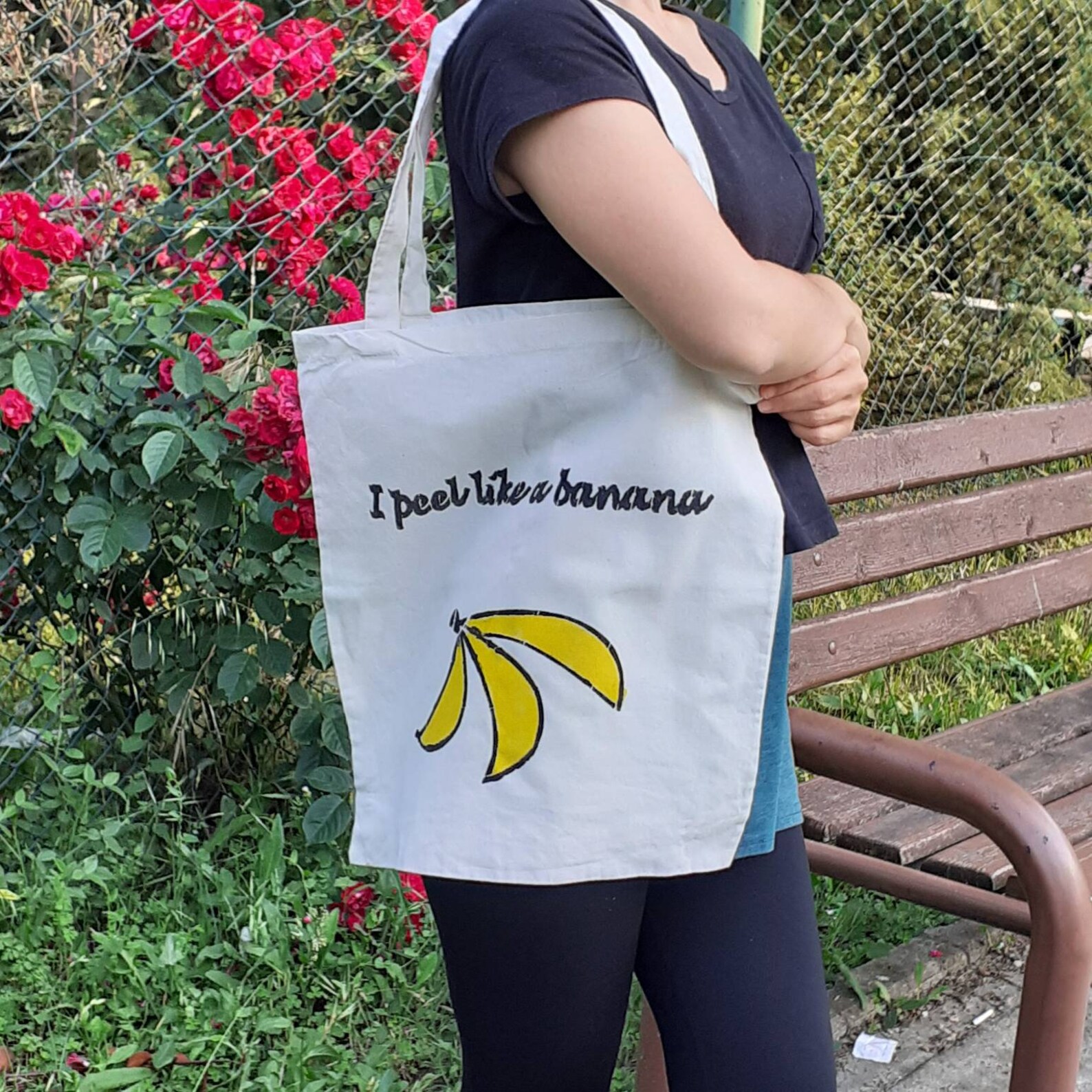 Handpainted Reusable Cotton Banana Tote Bag Etsy