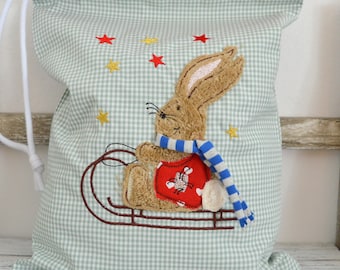 Stickdatei Hase mit Schlitten 2er SET für den 13x18cm Rahmen