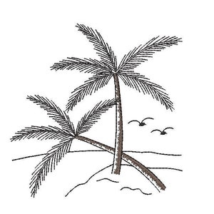Embroidery file palm tree palm trees sea vacation redwork