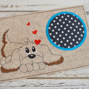 Posavasos MugRug con archivo de bordado, perro, 13 x 18 cm y 13 x 20 cm