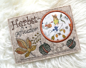 Embroidery file autumn coaster mugrug chestnut autumn whisper