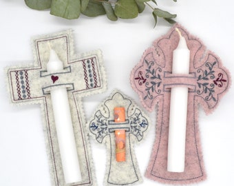 Fichier de broderie ITH Croix Communion Baptême