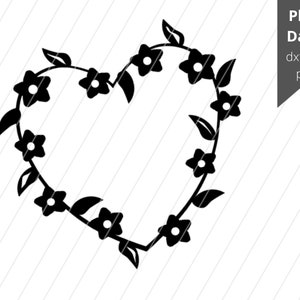 Archivo de plotter flor corazón DXF, SVG, PNG