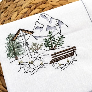 Embroidery file mountains summit hike mountaineering