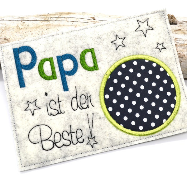 Stickdatei Papa Vatertag Untersetzer Mugrug