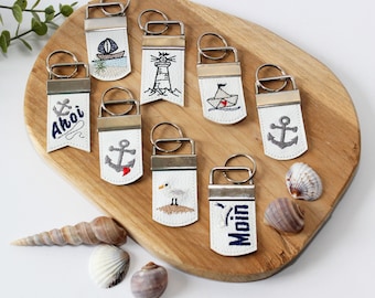 Embroidery file maritime keychain SET with seagull boat anchor