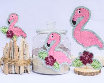 Stickdatei Flamingo ITH SET Stabstickdatei Blumenstecker Aufhänger