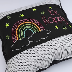 Embroidery file rainbow be happy different sizes variants
