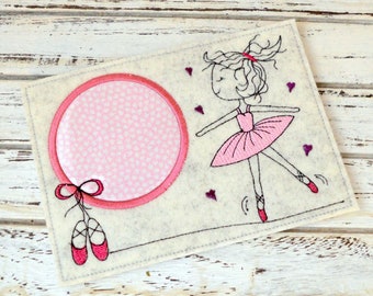 Embroidery file MugRug Coaster Ballerina 13 x 18 cm and 13 x 20 cm