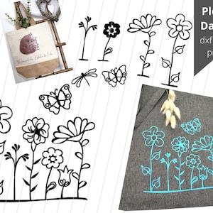 Plotter file flowers flower meadow DXF, SVG, PNG