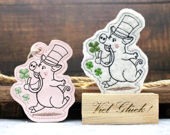 Archivo de bordado ITH SET amuleto de la suerte de cerdo