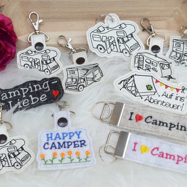 Stickdatei Camper Camping Anhänger Schlüsselanhänger ITH Wohnmobile