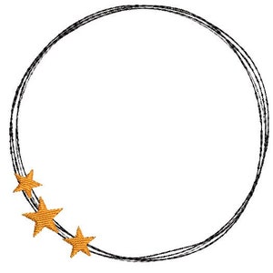 Embroidery file doodle with stars 4 sizes