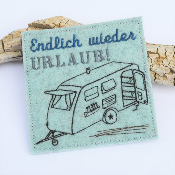 ITH Stickdatei 10x10cm Untersetzer Camping Urlaub Wohnwagen