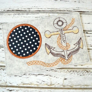 Embroidery file coaster anchor rope MugRug 13 x 18 cm and 13 x 20 cm