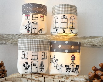 ITH 10 x 10 cm light bag embroidery file house small houses SET