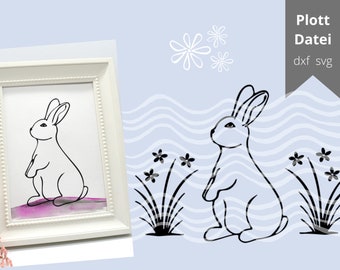 Plotter file Bunny Easter Bunny DXF, SVG, PNG