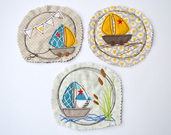 Embroidery file boat doodle SET of 3 10 x 10 cm