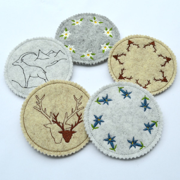 ITH embroidery file coaster country house 10 x 10 cm 5 motifs