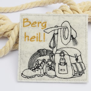 Embroidery file hiking mountaineering ITH coaster 10 x 10 cm