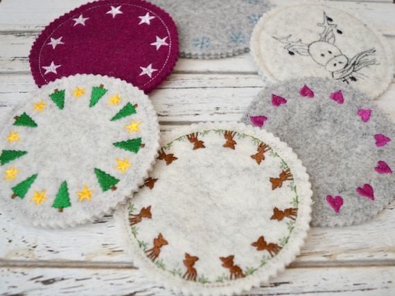 ITH Christmas Coasters Machine Embroidery Palette - 10 Spools - 6 Designs