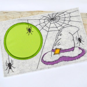 Embroidery file mug rug coaster Halloween witch hat 13 x 18 cm and 13 x 20 cm