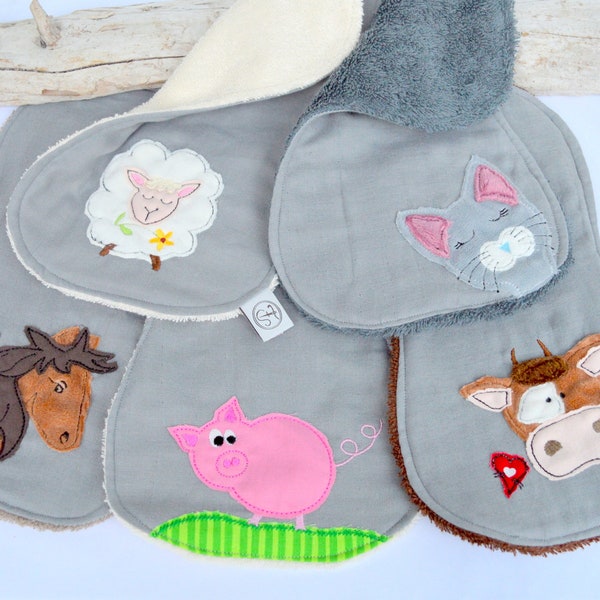 ITH embroidery file burp cloth 16 x 26 cm farm animals SET