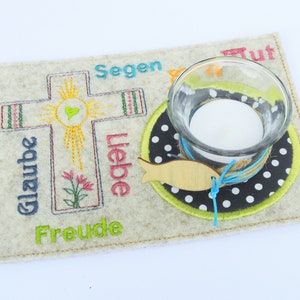 Embroidery file confirmation communion baptism coaster ITH from 13 x 18 cm