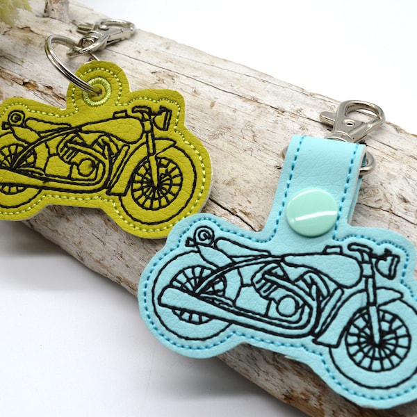 Embroidery file vintage motorcycle key fob