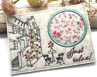 Embroidery file house Mugrug Tuscan house Tuscany