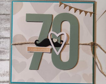 Birthday card for a 70-year-old man. Card for a 70th birthday.