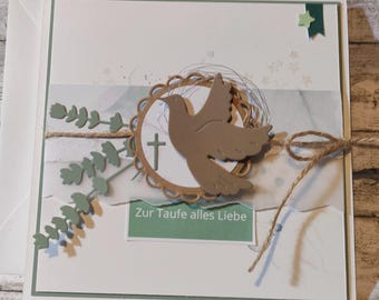 Baptism card, card for the baptism of a dove