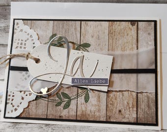 Wedding card "Yes" with lace doily