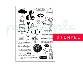 German wedding stamps, clear stamps, transparent