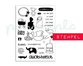 German Stamp Birth Clear Stamps german Set