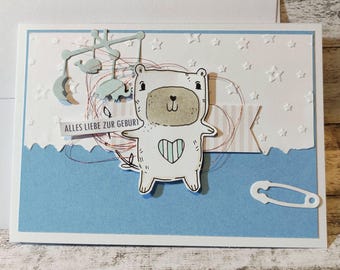 Birth of boy card Congratulations card Baby