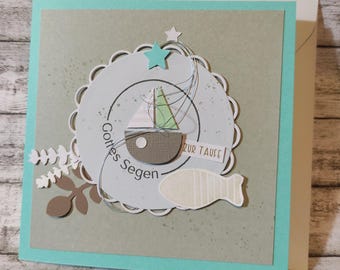 Christening card, card for the christening, ship