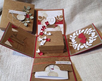 Explosion box wedding money gift wedding present handmade red kraft paper romantic unique square