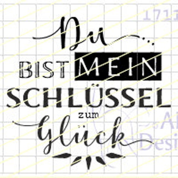 Textstempel SCHLÜSSEL ZUM GLÜCK