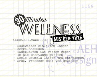 Text stamp 30 minutes of wellness in a bag