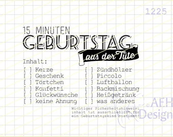 Textstempel 15 MINUTEN GEBURTSTAG